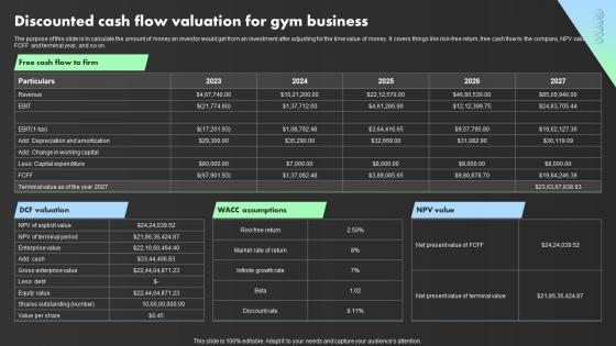 Discounted Cash Flow Valuation For Gym Business Crossfit Gym Business Plan BP SS