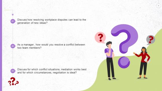 Discussion And MCQS On Developing Conflict Resolution Skills Training Ppt