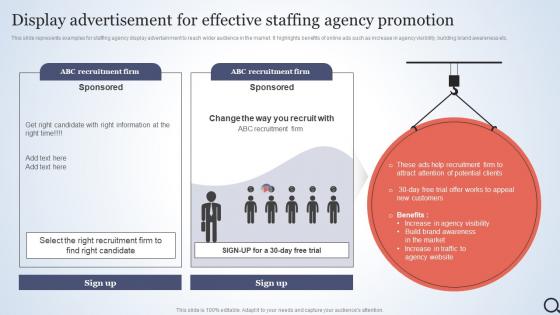 Display Advertisement For Effective Staffing Agency Talent Acquisition Agency Marketing Plan Strategy SS V