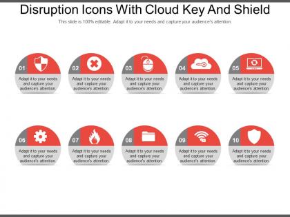 Disruption icons with cloud key and shield