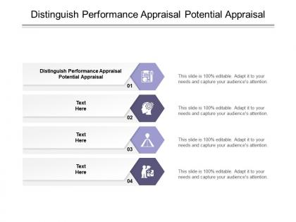Distinguish performance appraisal potential appraisal ppt powerpoint presentation inspiration file formats cpb