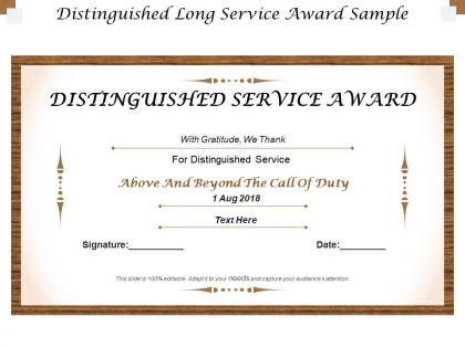 Distinguished long service award sample
