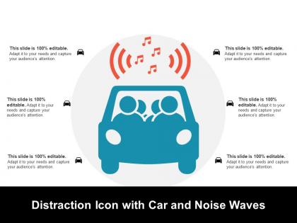 Distraction icon with car and noise waves