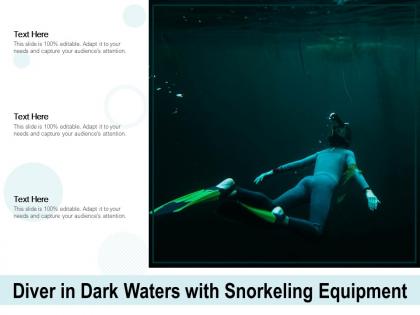 Diver in dark waters with snorkeling equipment