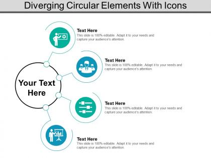 Diverging circular elements with icons