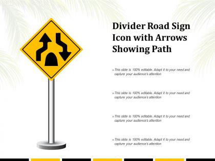 Divider road sign icon with arrows showing path