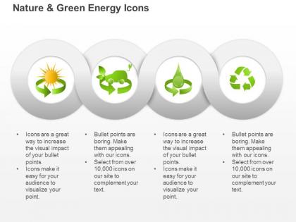 Dk symbols for green energy production from sun water and waste ppt icons graphics