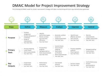 Dmaic model for project improvement strategy