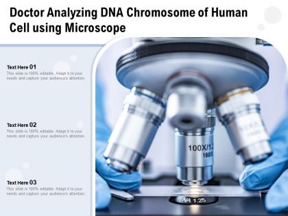 Doctor analyzing dna chromosome of human cell using microscope