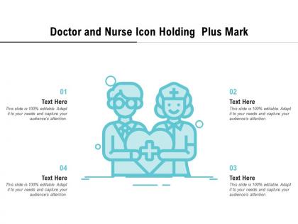 Doctor and nurse icon holding plus mark