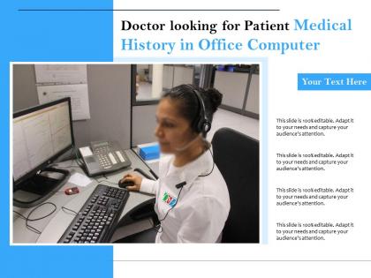 Doctor looking for patient medical history in office computer