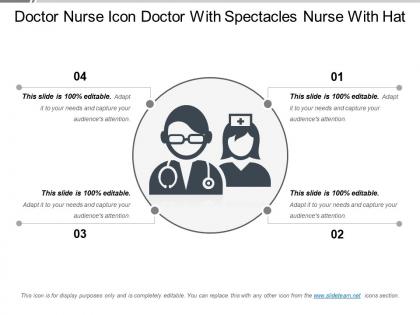 Doctor nurse icon doctor with spectacles nurse with hat