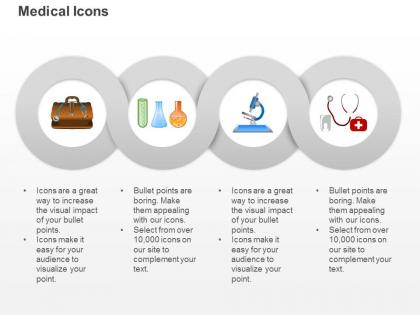 Doctors bag microscope stethoscope medical apparatus ppt icons graphics
