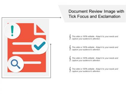 Document review image with tick focus and exclamation
