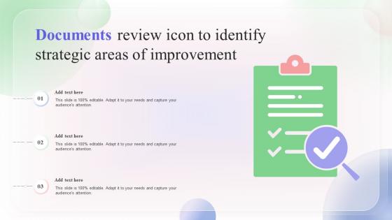 Documents Review Icon To Identify Strategic Areas Of Improvement