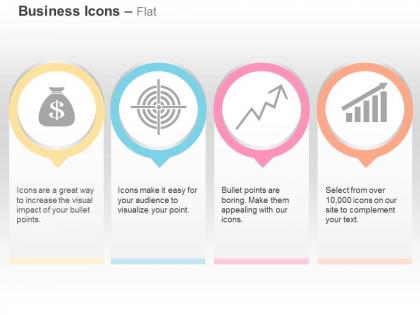 Dollar bag target selection growth bar graph ppt icons graphics
