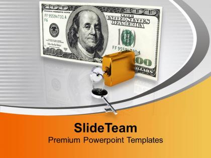 Dollar bill with lock key security powerpoint templates ppt themes and graphics 0113
