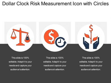 Dollar clock risk measurement icon with circles