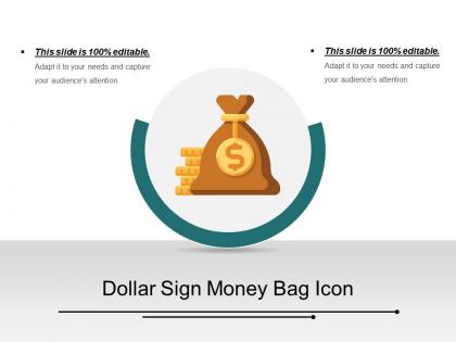 Dollar sign money bag icon ppt slide examples
