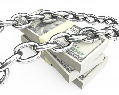Dollars with chain 3d graphic stock photo