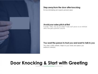 Door knocking and start with greeting sales ppt powerpoint presentation file gallery
