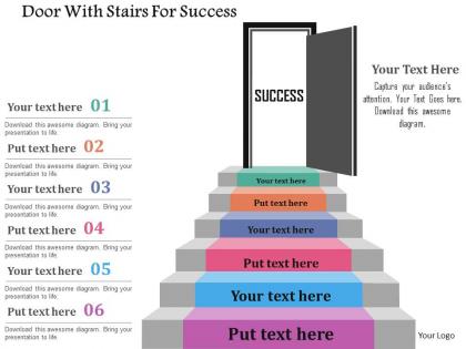 Door with stairs for success flat powerpoint design