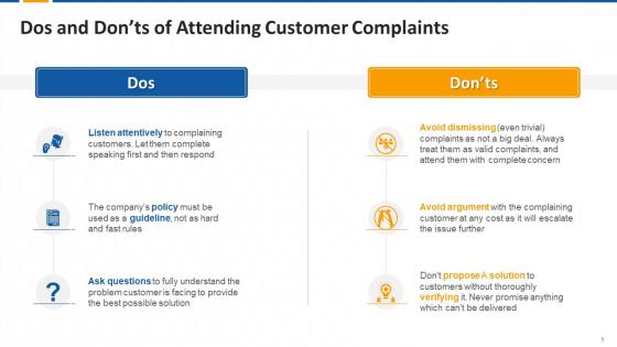 Dos And Donots Of Attending Customer Complaints Edu Ppt
