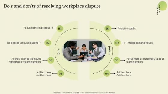 Dos And Donts Of Resolving Workplace Dispute Workplace Conflict Resolution Managers Supervisors