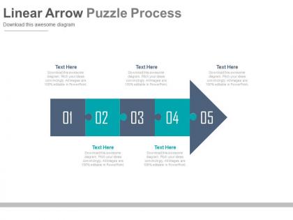 Download five staged linear arrow puzzle diagram flat powerpoint design
