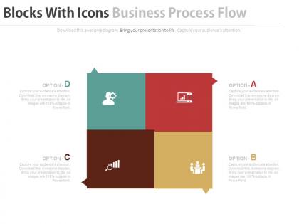 Download four blocks with icons business process flow flat powerpoint design