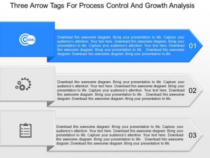 Download three arrow tags for process control and growth analysis powerpoint template