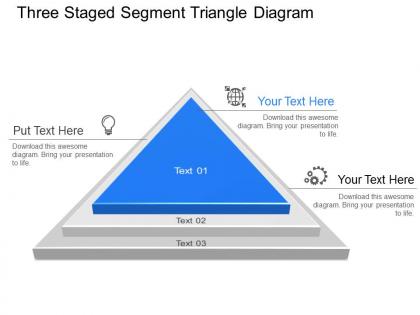 Dq three staged segment triangle diagram powerpoint template