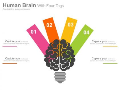 Dr human brain with four tags flat powerpoint design