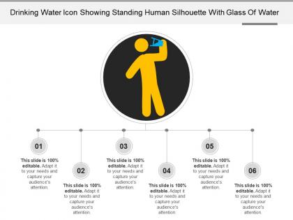 Drinking water icon showing standing human silhouette with glass of water