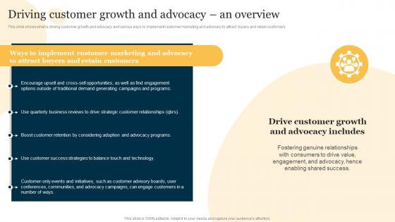 Driving Customer Growth And Advocacy An Product Marketing To Increase Brand Recognition