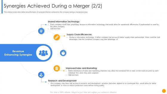 Driving factors resulting in execution synergies achieved during a merger
