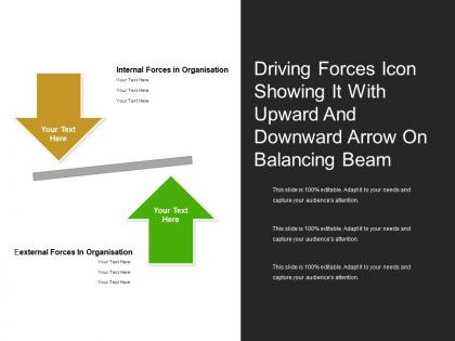 Driving forces icon showing it with upward and downward arrow on balancing beam