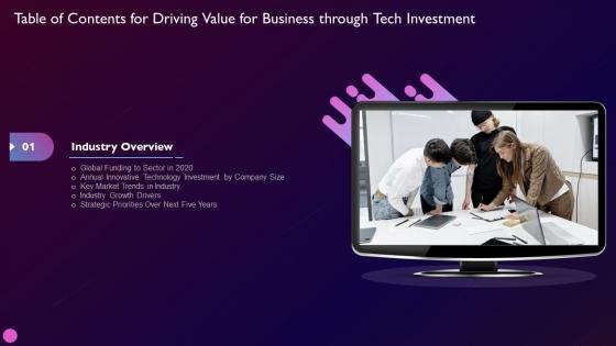 Driving Value For Business Through Tech Investment For Table Of Contents