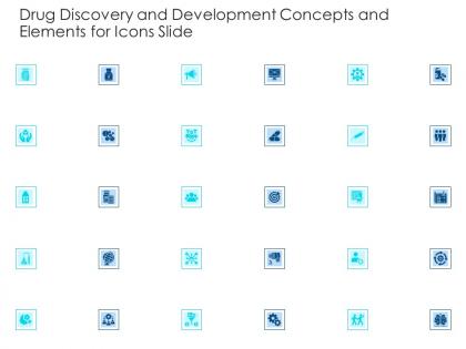 Drug discovery and development concepts and elements for icons slide ppt grid