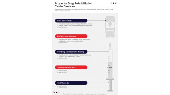 Drug Rehabilitation Center Services For Scope One Pager Sample Example Document