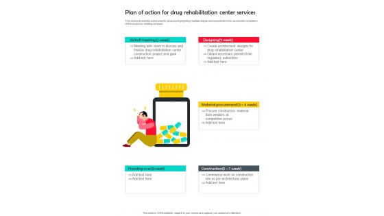 Drug Rehabilitation Center Services Plan Of Action One Pager Sample Example Document