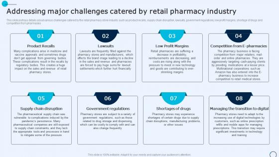 Drugstore Startup Business Plan Addressing Major Challenges Catered By Retail Pharmacy BP SS