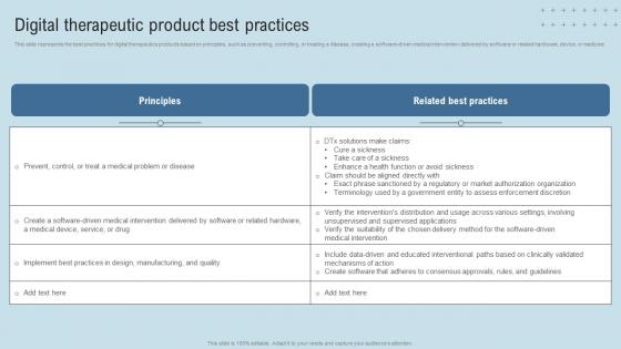 DTx Enablers Digital Therapeutic Product Best Practices