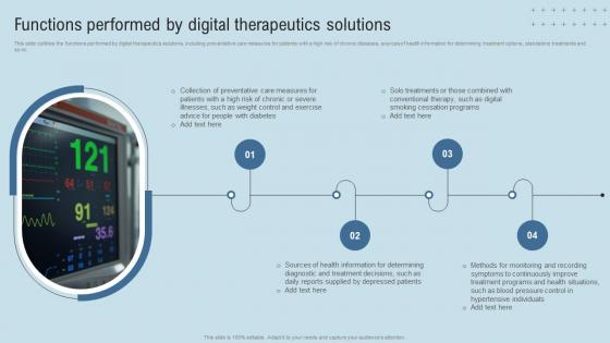 DTx Enablers Functions Performed By Digital Therapeutics Solutions