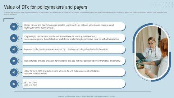 DTx Enablers Value Of DTx For Policymakers And Payers
