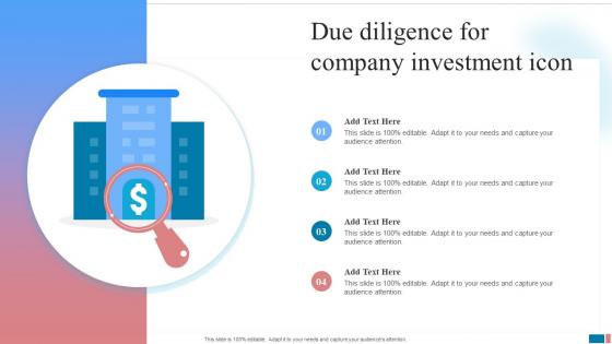 Due Diligence For Company Investment Icon