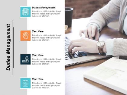 Duties management ppt powerpoint presentation gallery infographics cpb