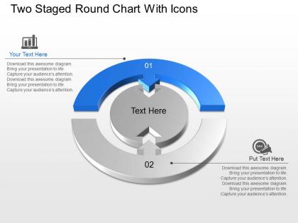 Dw two staged round chart with icons powerpoint template