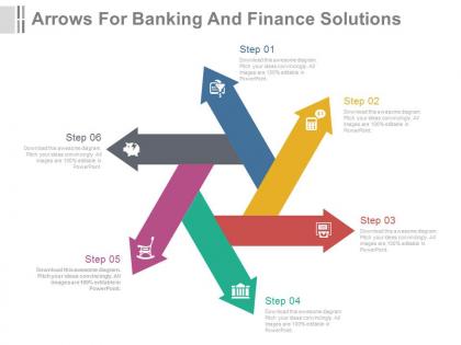 Dx six arrows for banking and finance solutions flat powerpoint design