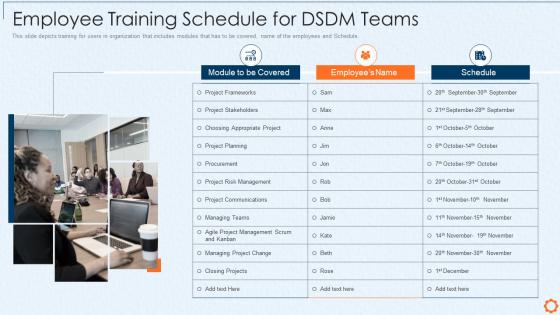 Dynamic system development method dsdm it employee training schedule for dsdm teams